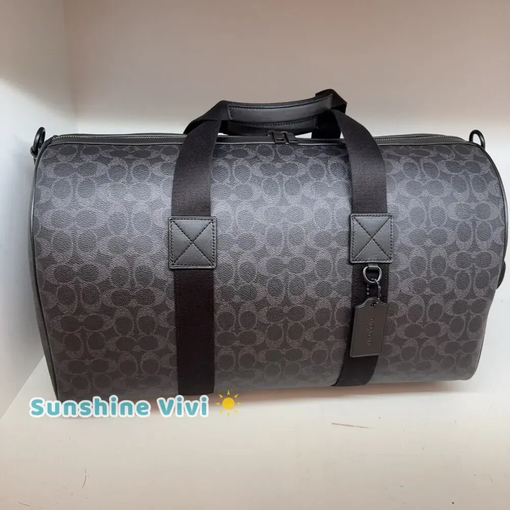 NWT Coach Explorer Duffle Bag 50 In Signature Canvas Black Signature Matte CFO61